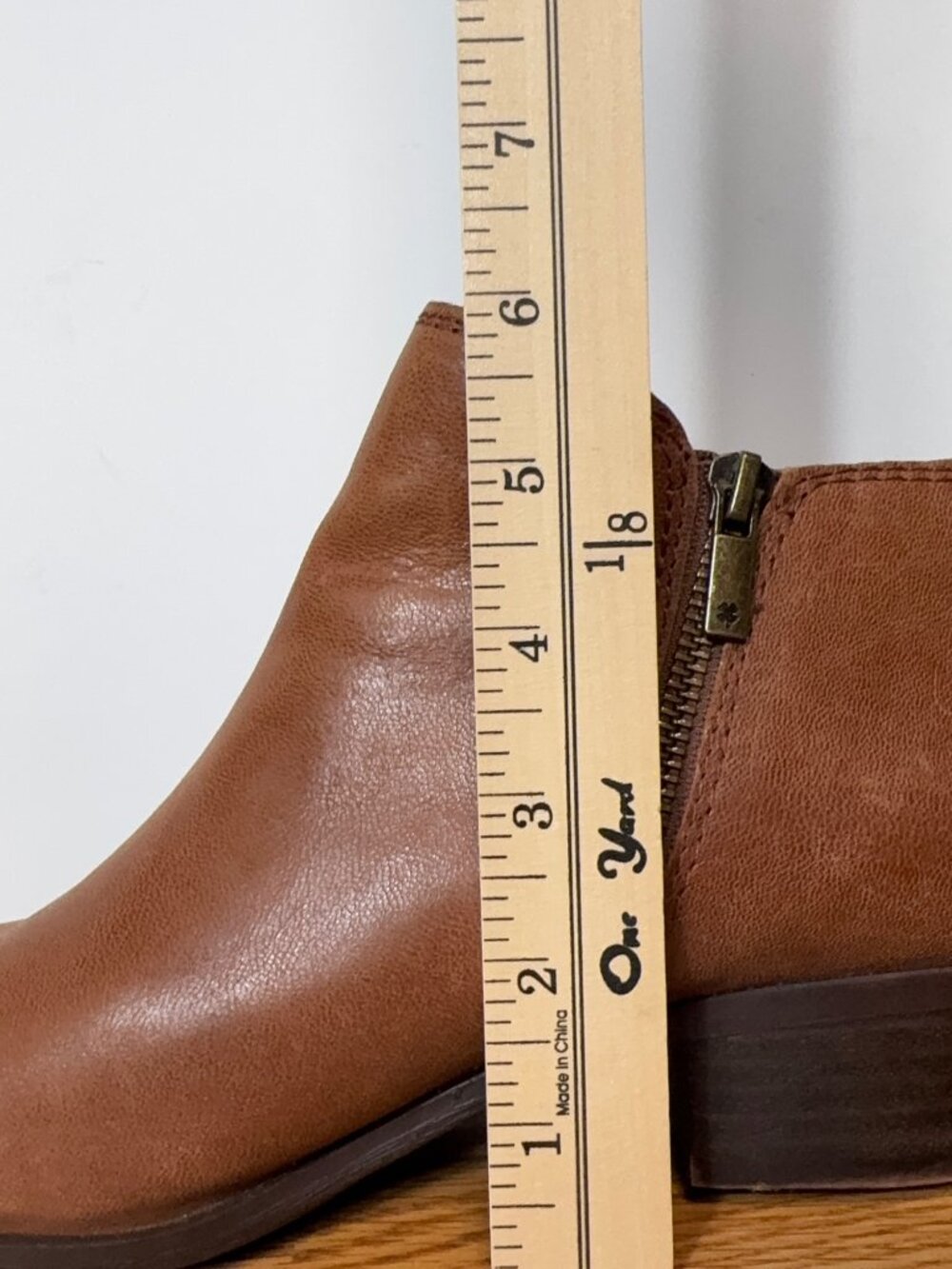 Lucky Brand Basel Leather Ankle Booties Women's 8.5 Brown Side Zip Block Heel - Picture 14 of 14